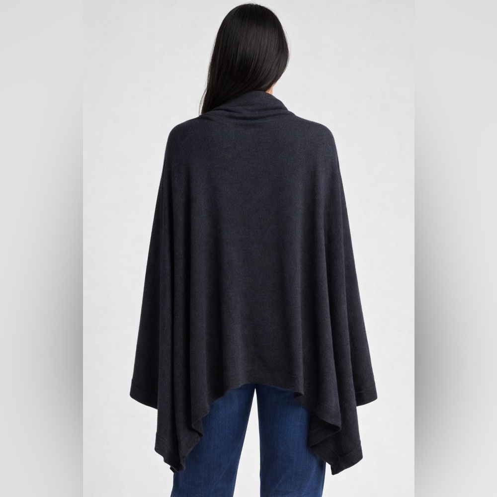 NORDSTROM NWOT One Size Heathered Black Pull-Through Travel Scarf - Picture 3 of 3